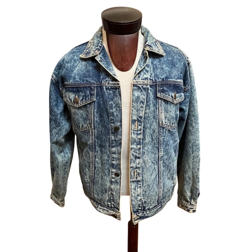 Ruff Stuff Womens Vintage Acid‎ Wash Denim Truckers Jacket Brazil Size XL 18